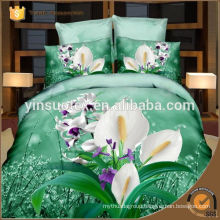 green back ground flower printed bedding set,3d printed